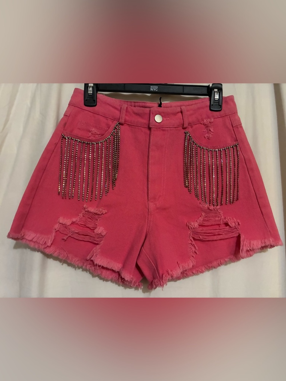 Blue B Collection Rhinestone Fringe Shorts - Picture 7 of 12